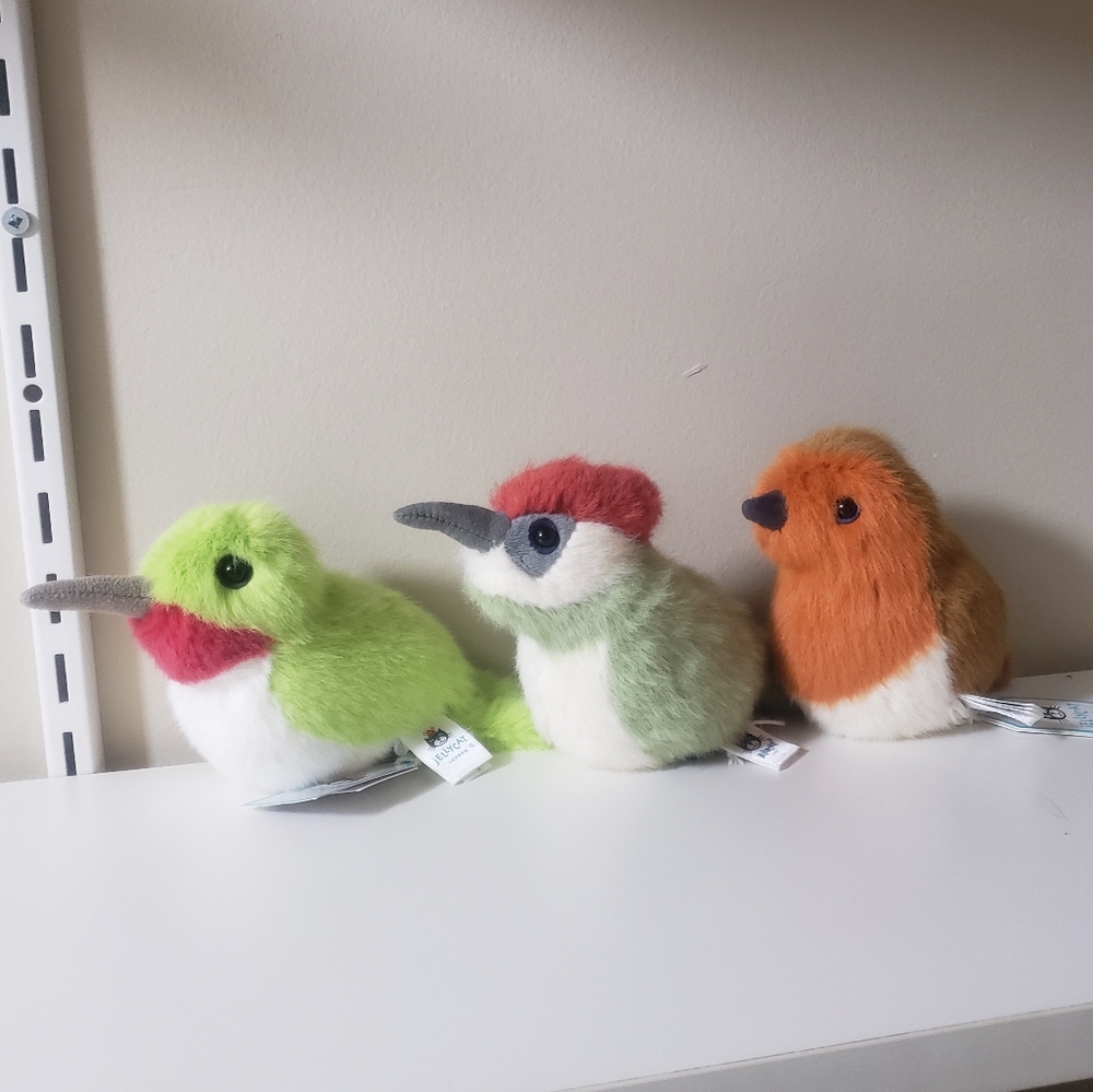 RETIRED 3 Birdling Birds Set Hummingbird Robin Woodpecker BIR6RB BIR6WO BIR6HUM